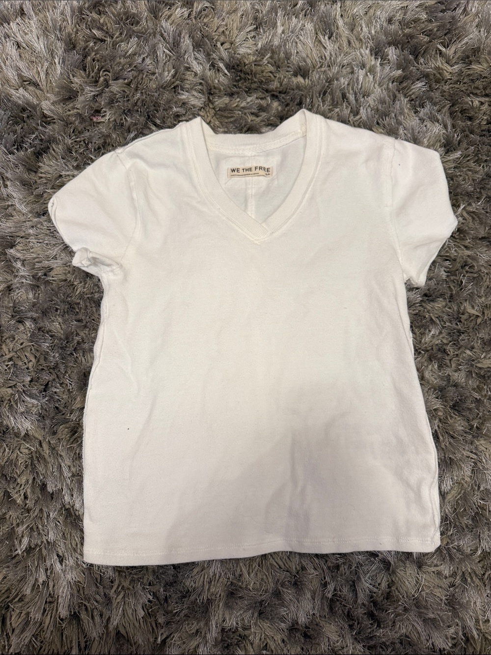 We The Free White V-Neck Short Sleeve Top